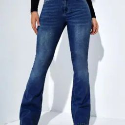 Women Bootcut Jeans with 5-Pocket Styling-image-33