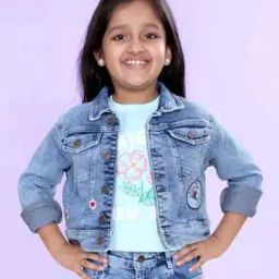 Girls Front Open Denim Jacket -picture-29
