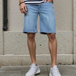 Shein Knee Length Distressed Denim Shorts With Pockets-image-31