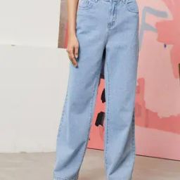 Women Lightly Washed Wide Jeans-image-52