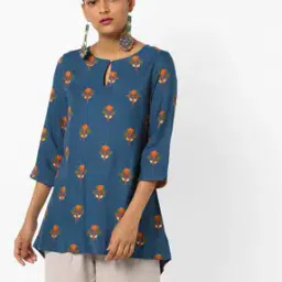 Floral Print Tunic with High-Low Hem-image-4