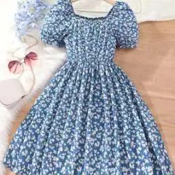 Girls Floral Print Fit & Flare Dress-image-114