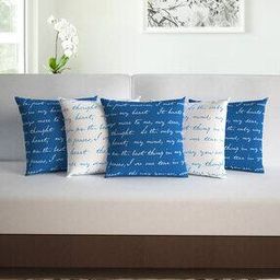 Pack of 5 Polyester Typographic Cushions Cover 16" X 16"-49