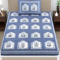 Floral Print Cotton Single Bedsheet with Pillow Cover-image-73
