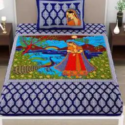 120 TC Printed Single Bedsheet with Pillow Cover-image-32