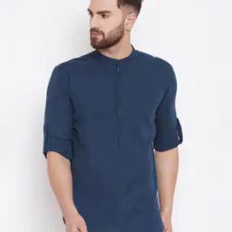 Short Kurta with Band Collar-image-3