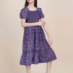 Girl Floral Print Fit & Flare Dress-image-12