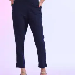Women Slim Fit Flat-Front Pants with Insert Pockets-image-19