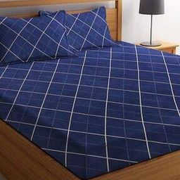 140 TC Checked Double Bedsheet with Pillow Covers-picture-43