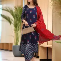 Women Floral Straight Kurta Set-image-98