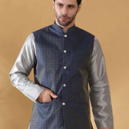 kraft india Men Geometric Print Regular Fit Nehru Jacket image 1