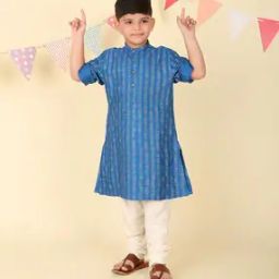 fabindia Boys Regular Fit Band Collar Kurta-picture-37