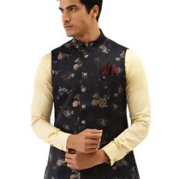 Nehru Jacket with Woven Pattern-image-96