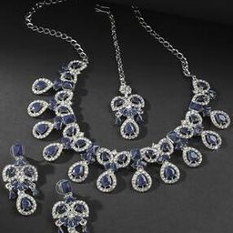 Women Stone-Studded Necklace & Earrings Set-image-48