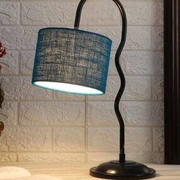 Jute Zig-Zag Curvy Table Lamp with Iron Base-image-1