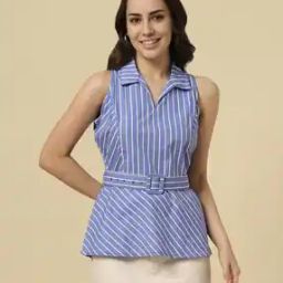 Women Regular Fit Striped Top-image-2