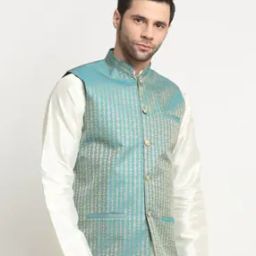 Men Paisley Woven Regular Fit Nehru Jacket-33