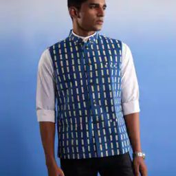 Men Geometric Print Nehru Jacket-18