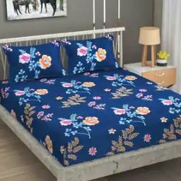 180 TC Floral Print Double Bedsheet with Pillow Covers-44