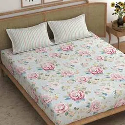 210 TC Floral Print King-Size Bedsheet with Pillow Covers-image-83