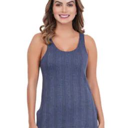 Women Striped Round-Neck Thermal Vest-image-1