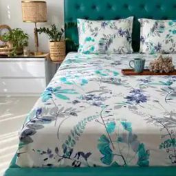 200 TC Floral Print King Size Bedsheet with Pillow Covers-41