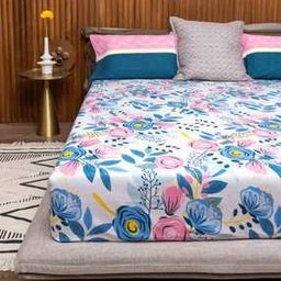 urban space 144 TC Floral Print Cotton Double Bedsheet with Pillow Covers-picture-48