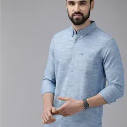 Heathered Slim Fit Shirt with Patch Pocket-image-87