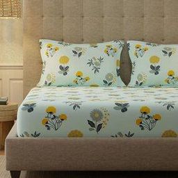 200 TC Floral Print Double Size Bedsheet with Pillow Covers-image-78