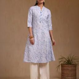 Women Geometric Print A-Line Kurta with Insert Pocket-image-37