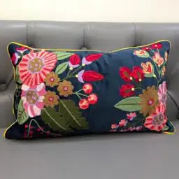 Embroidered Lumbar Cushion Pillow Cover  -38