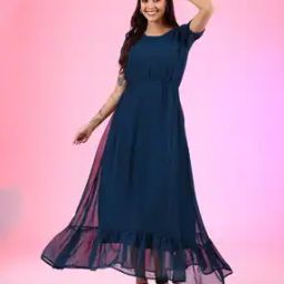 Women Fit & Flare Dress with Short Sleeves-image-77