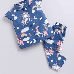 Girls Unicorn Print Cotton Shirt & Pyjamas Set-picture-24