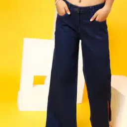 Girls Wide Jeans with Insert Pockets-image-42