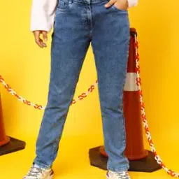 Girls Relaxed Fit Jeans with 5-Pocket Styling-image-66