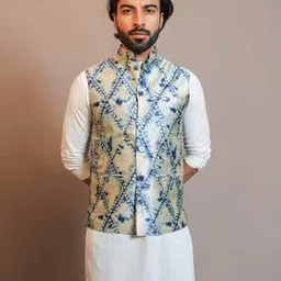 Men Geometric Print Regular Fit Nehru Jacket-image-28