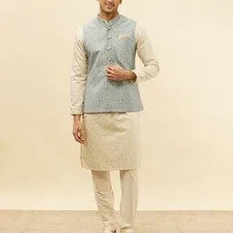 Men Regular Fit Nehru Jacket with Woven Motisa-image-76