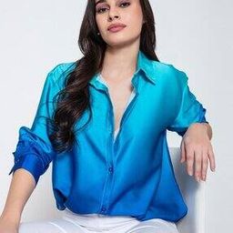 Women Ombre Dyed Shirt with Spread Collar-image-51