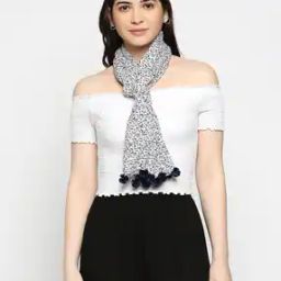 Women Floral Print Scarf with Tassels-image-2
