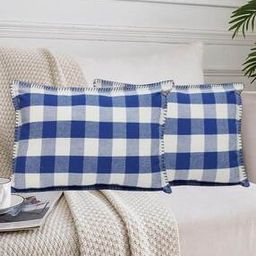 Set of 2 Checked Pillow Covers 20" x 12"-17