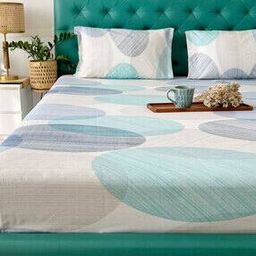 Geometric Print Double-Size Bedsheet with Pillow Covers-picture-27