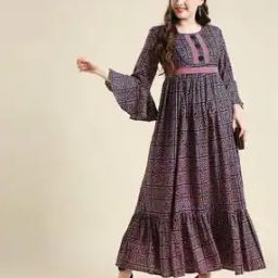 Bandhani Print Round-Neck Tiered Dress-image-46