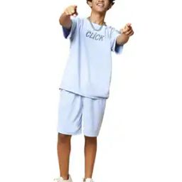 Boys Typographic Print T-Shirt & Shorts Set-image-49