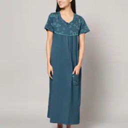 Women Geometric Print Round-Neck Nightie-image-12
