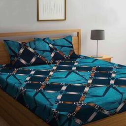 210TC Geometric Print King Size Bedsheet with Pillow Covers-image-99
