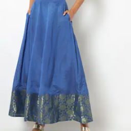 Floral Woven Flared Skirt with Slip Pockets-49
