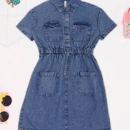 Girls Shirt Dress with Spread Collar-image-23