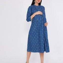 Printed Round-Neck A-line Dress-image-28