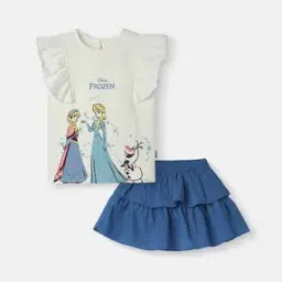 Cartoon Print Top & Skirt Set-picture-1