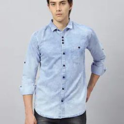 Washed Denim Shirt with Patch Pocket-image-53